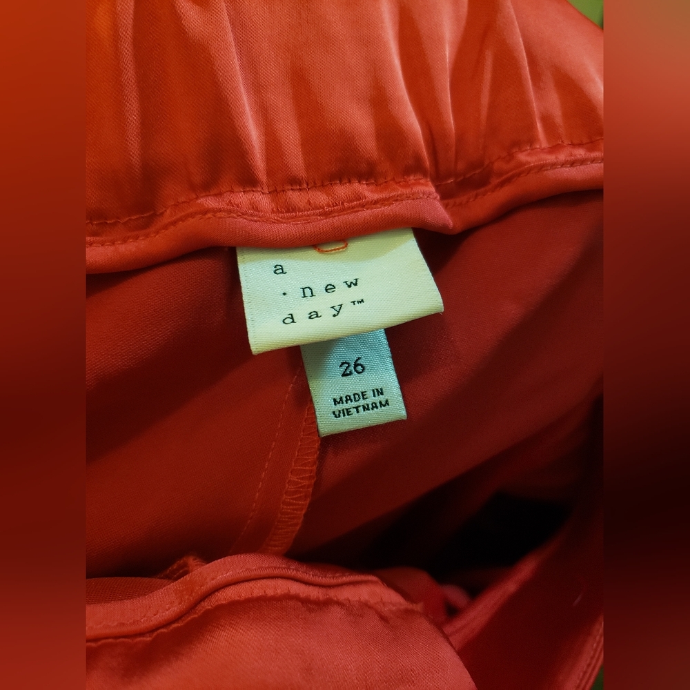 🆕️ A New Day NWT 26 Red High-Rise Wide Leg Satin Pants Party - Picture 11 of 15